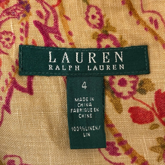 Vintage Ralph Lauren LRL100%  Linen Paisley Floral Print A-Line Skirt 4 - Picture 5 of 11